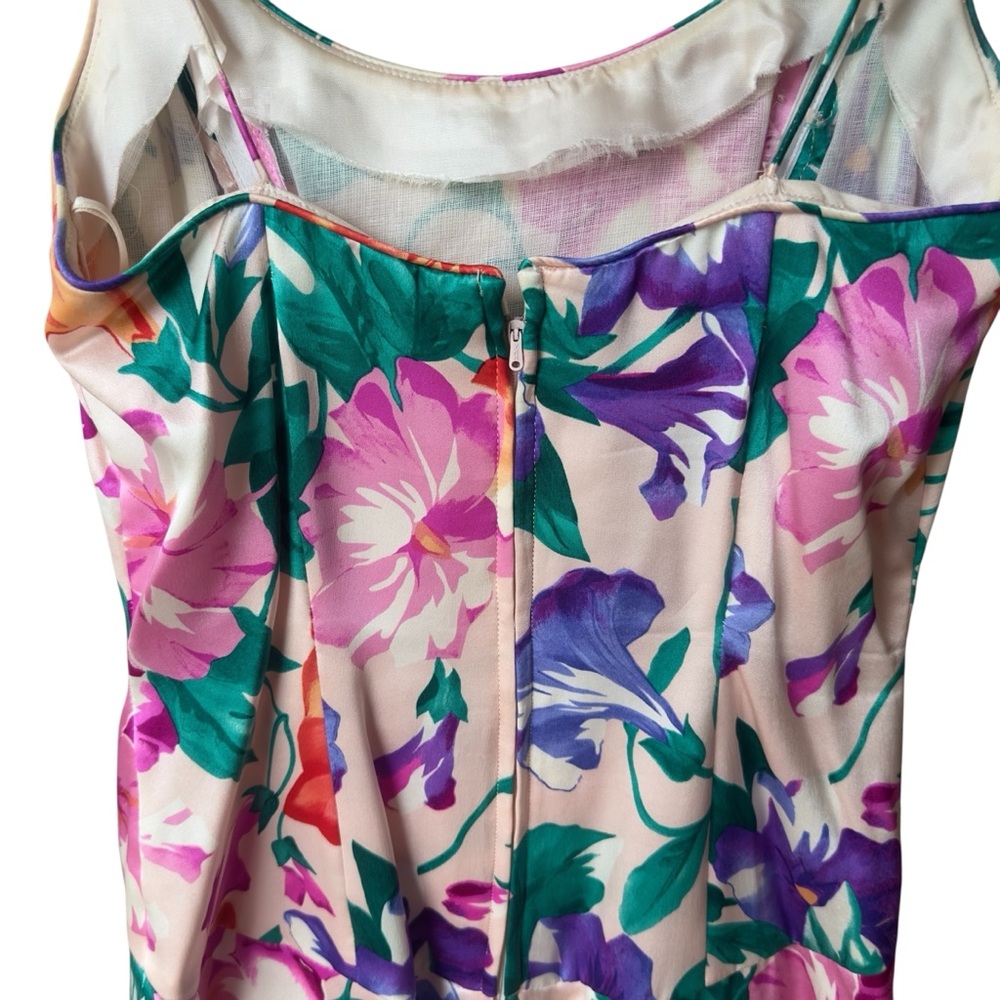 Vintage 80s‎ A.J. Bari Silk Sequin Floral Dress Set Bold Cocktail Party Glam 2 - Picture 5 of 12